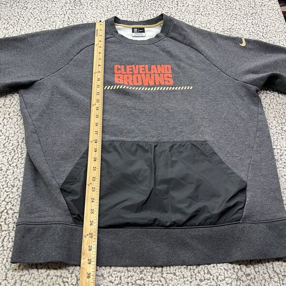 Nike Cleveland Browns Mens XXL Sweatshirt Gray Crewneck Pullover Front Pocket - Picture 9 of 13